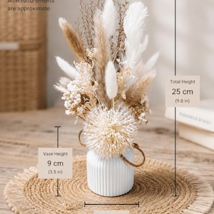 Trockenblumenstrauß mit Vase | Bohostrauß | Hochzeitsdekoration Tisch | kleiner Strauß beige weiß | Tischdeko