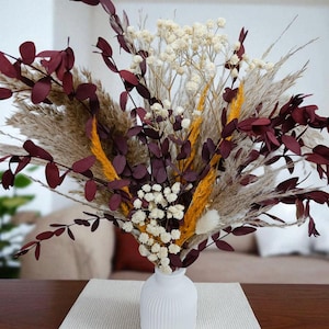 Herfstboeket | Natuurlijk arrangement met gedroogde bloemen | Bruiloftstafeldecoratie | Boeket inclusief vaas | Herfstboeket met gedroogde bloemen