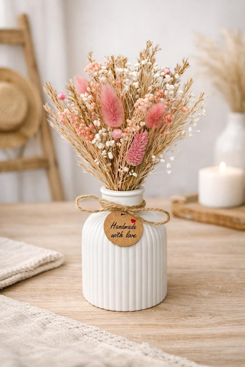 Trockenblumenstrauß Rosa | Kleiner Boho Blumenstrauß | Dried Flower Bouquet | Geschenkidee | Tischdeko | Handmade Trockenblumen