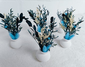 Trockenblumenstrauß mini mit Vase | Trockenblumen Strauss klein | Tischdeko blau | Gastgeschenk | kleiner Blumenstrauß | blaue Blumen
