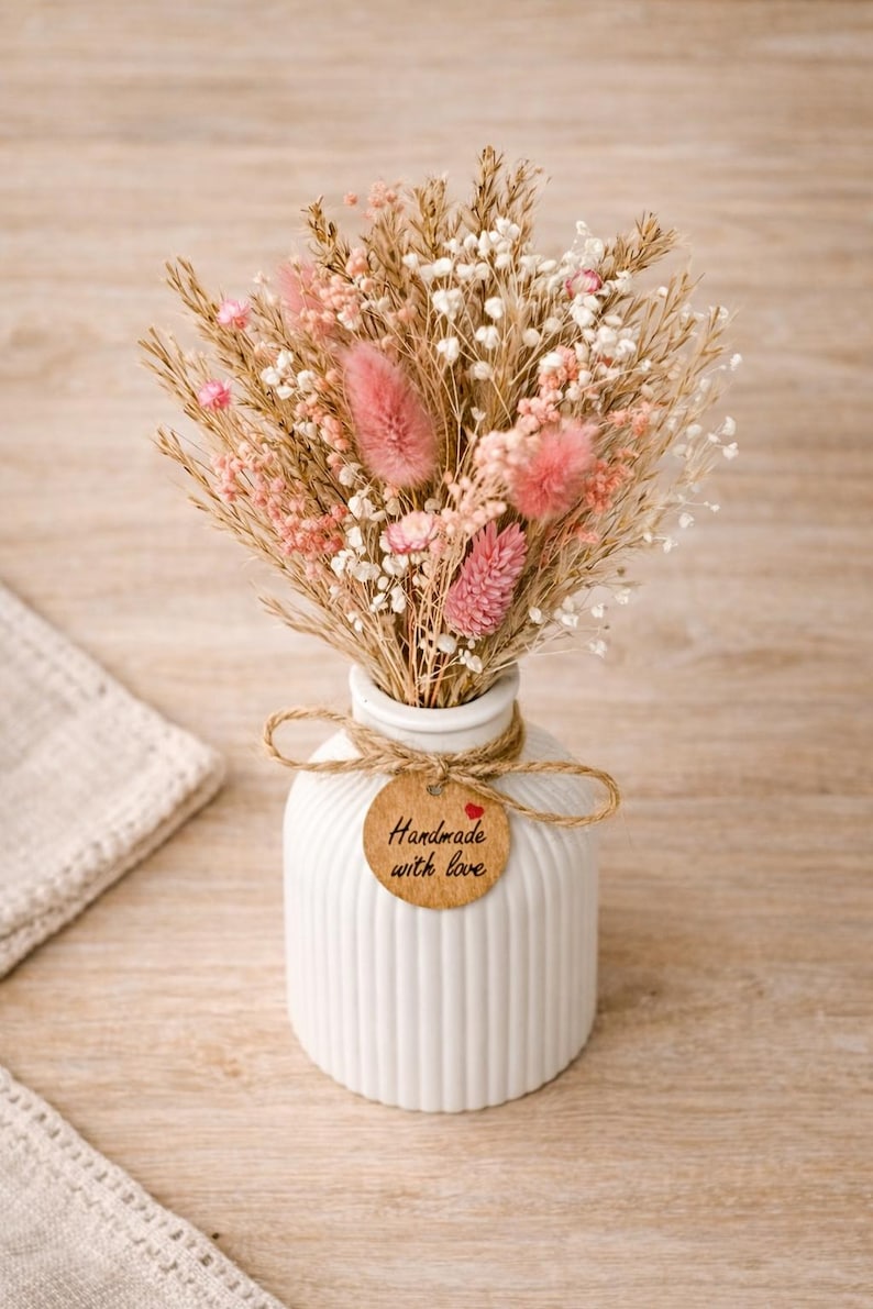 Trockenblumenstrauß Rosa | Kleiner Boho Blumenstrauß | Dried Flower Bouquet | Geschenkidee | Tischdeko | Handmade Trockenblumen