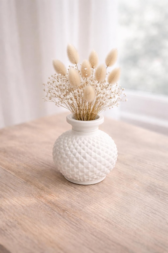 Mini Vase weiß | moderne Keramikvase | kleine Deko Vase 4,5 cm | Boho Tischdeko | skandinavische Wohn Deko | einzeln, 2er oder 3er Set