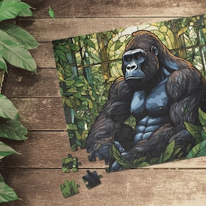 Jungle Gorilla Puzzle 1000 Pieces for Adults and Kids, Wildlife Jigsaw Puzzle, Challenging Brain Teaser, Animal Art Puzzle Gift