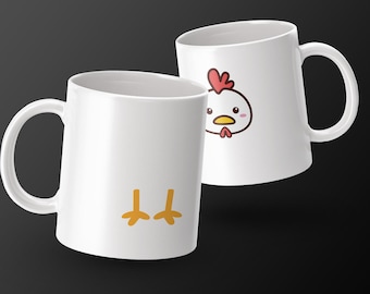 Tazza con pollo carino, tazza con animale divertente, tazza con zampe di pollo, tazza unica, tazza kawaii, tazza regalo, tazza da caffè, tazza da tè, tazza con animali da fattoria