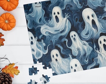 Ghost-Themed Puzzle, Spooky Ghosts Jigsaw Puzzle, 1000 Piece Haunted Puzzle, Halloween Puzzle, Fun Puzzle for Adults and Kids