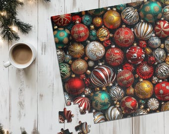 Quebra-cabeça de enfeites de Natal, quebra-cabeça de decorações de Natal, quebra-cabeça de enfeites festivos para todas as idades, ideia única de presente de Natal