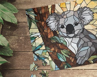 ステンドグラス コアラ ジグソーパズル 300/500/1000ピース - Etsy 日本