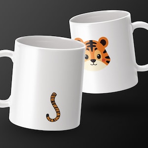 Cute Tiger Mug, Kawaii Animal Coffee Cup, Funny Tea Mug, Cartoon Tiger Gift, Animal Lover Gift, Office Mug, Ceramic Mug
