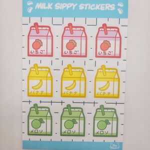 Kawaii Flavoured Milk Box Stickers