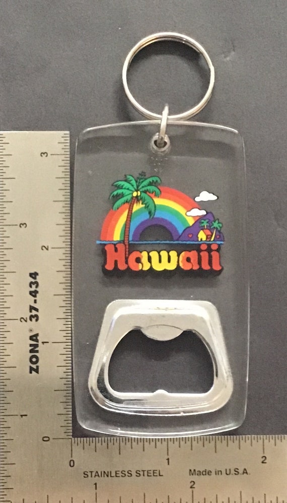 Vintage Hawaii Bottle Opener Rainbow Palm Trees T… - image 2