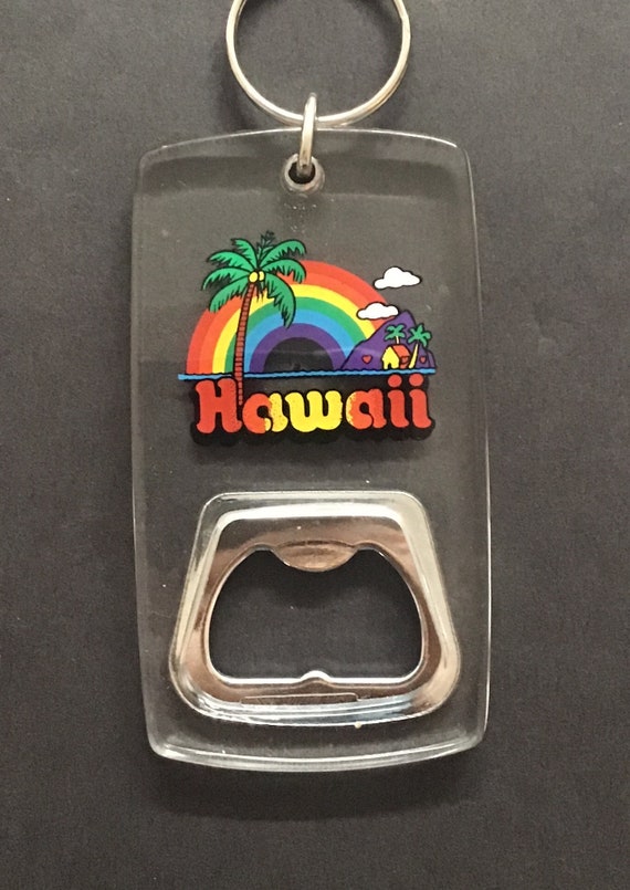 Vintage Hawaii Bottle Opener Rainbow Palm Trees T… - image 1