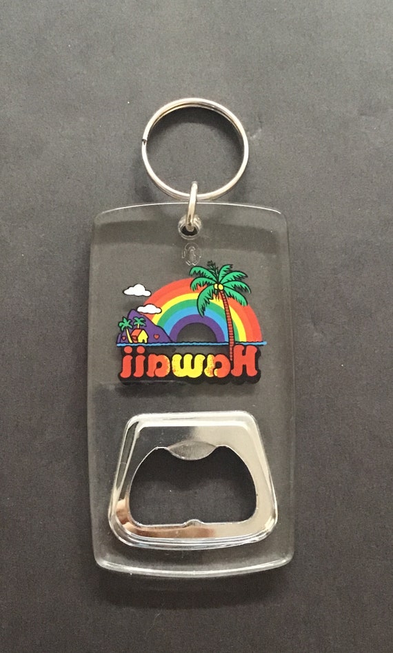 Vintage Hawaii Bottle Opener Rainbow Palm Trees T… - image 3