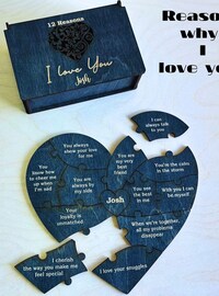 Reasons I love you, Personalized gift for her, Gift for Girlfriend, Birthday Gift for Women, Anniversary Gift for Her, Wooden Puzzle Reasons