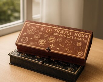 Urlaubskasse Geschenk, Reisekasse Spardose | Benutzerdefinierte Holzsparbox für Reise, Flitterwochen