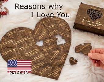 Personalized Reasons I Love You Puzzle: Romantic Birch Wood Gift