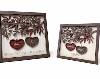 Personalized Wedding Gift | Custom Wooden Heart Sign with Couple Names | Rustic Love Decor for Anniversary, Engagement, or Home Keepsake