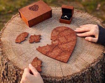 Personalized Wooden Heart-Shaped Puzzle with Engraved Reasons I Love You | Romantic Gift for Her, Girlfriend, Anniversary