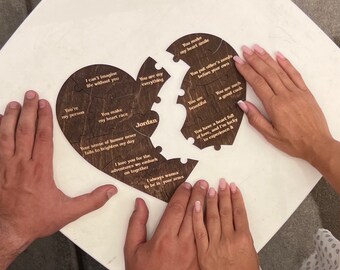 Personalized Wooden Heart Puzzle for Her | Romantic Gift for Wife, Girlfriend | Anniversary, Birthday, Love Reasons Gift for Women