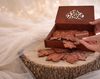 Personalized Heart-Shaped Wooden Puzzle | Reasons Why I Love You Engraved Keepsake | Romantic Anniversary Gift for Wife Husband