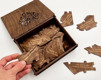 Personalized Heart-Shaped Puzzle Gift for Her | Romantic Anniversary Gift for Girlfriend | Engraved Reasons Why I Love You in a Custom Box