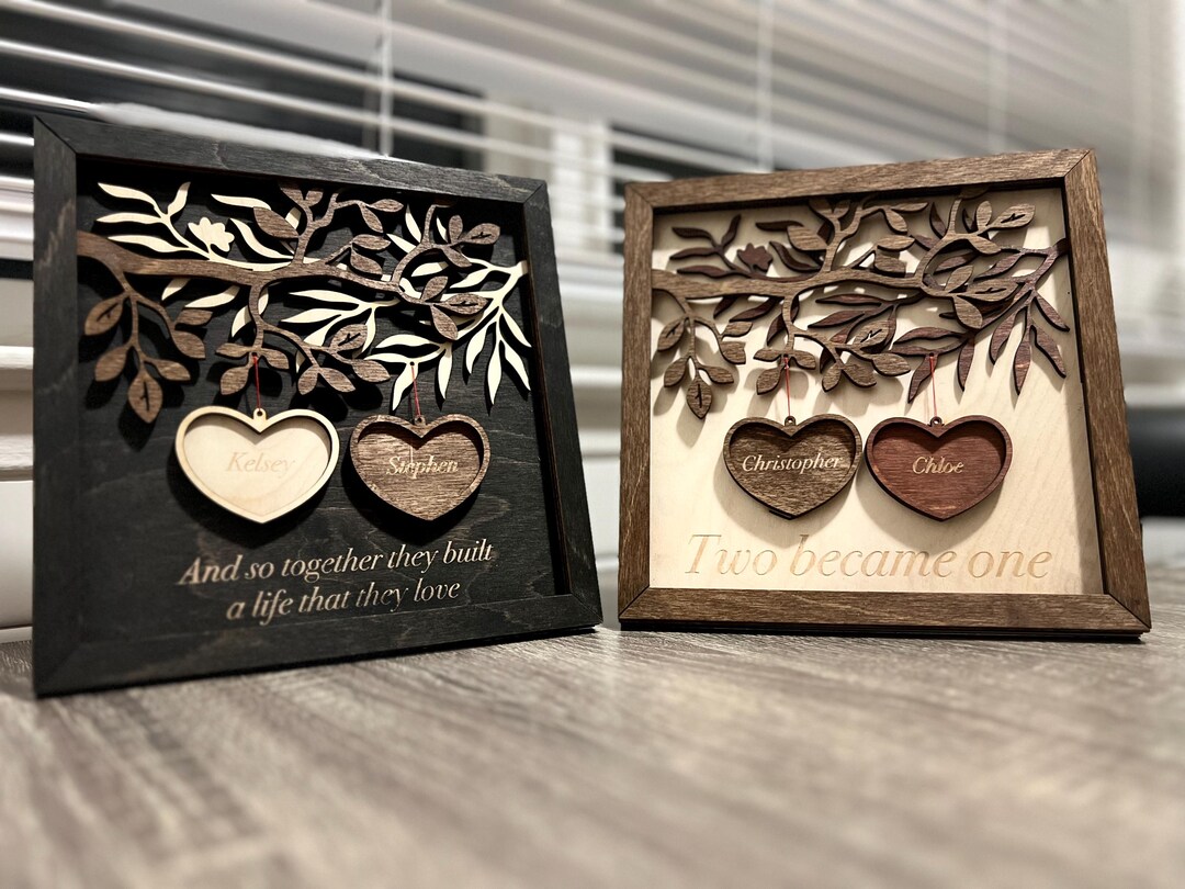 Personalized Wedding Gift • Custom Wooden Heart Sign • Couple Name Sign ...
