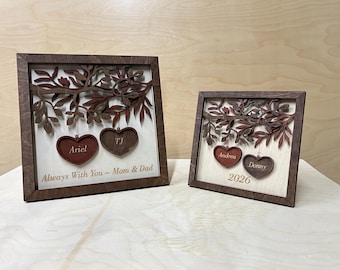 Personalized Wedding Gift | Custom Wooden Heart Sign | Couple Name Sign | Rustic Love Decor | Anniversary Keepsake | Two Became One