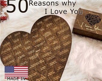 Wooden Puzzle Reasons why I Love You Because, Personalized gift for her, Gift for Girlfriend, Birthday Gift for Women, Anniversary Gift