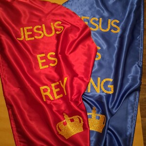 Worship Flags| Jesus is King/Jesús Es Rey Dual Language | Liturgical Prophetic Ministry Flag