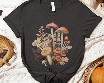 Chemise champignon cottagecore, t-shirt naturalisme foncé, cottagecore gothique