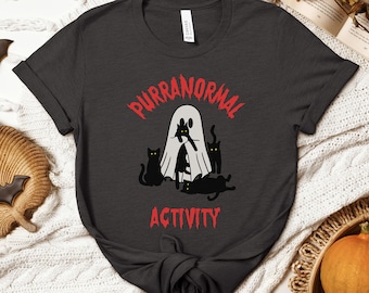 T-shirt Purranormal Activity, T-shirt chat effrayant, T-shirt chats d'Halloween