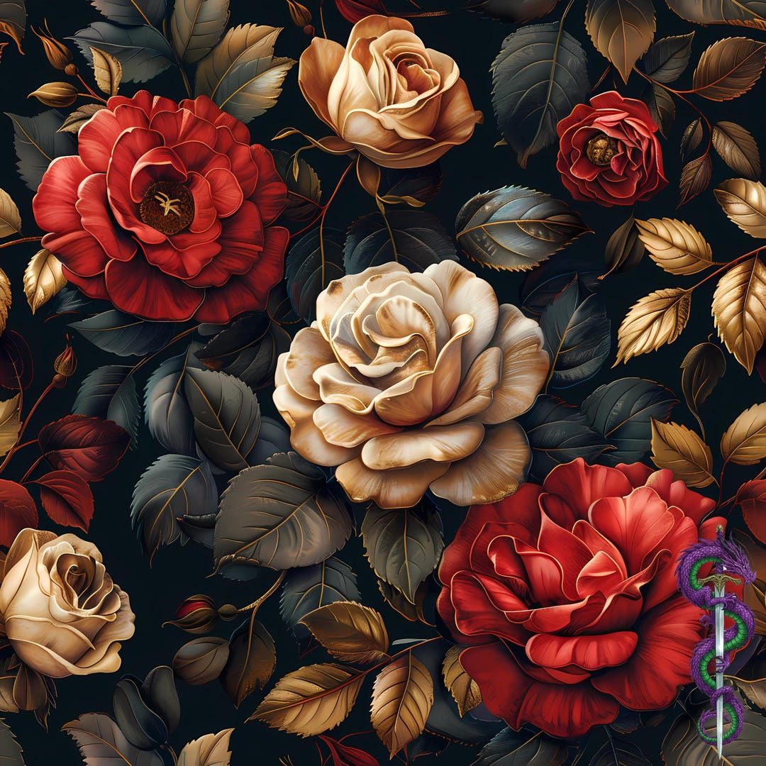 Baroque Rose Clusters Seamless Pattern - Etsy