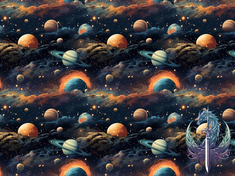 Space Themed Seamless Pattern Png - Etsy
