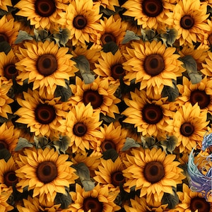 sunflower floral seamless pattern png