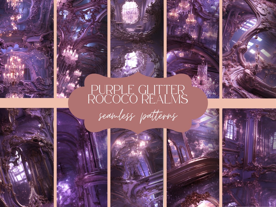 12 Purple Glitter Rococo Realms Seamless Pattern | Mirror Maze Texture ...