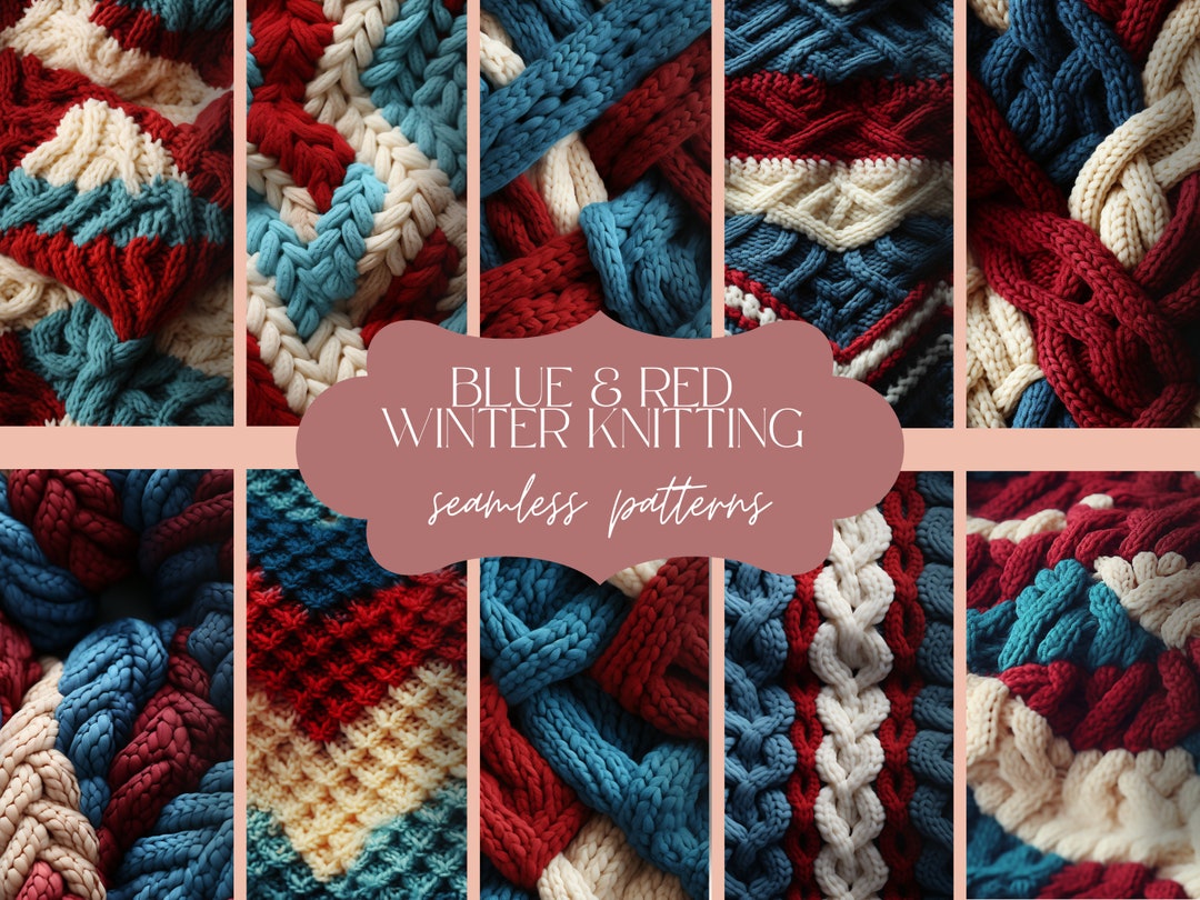 12 Blue & White Christmas Knitting Seamless Pattern | Winter Knitwear ...