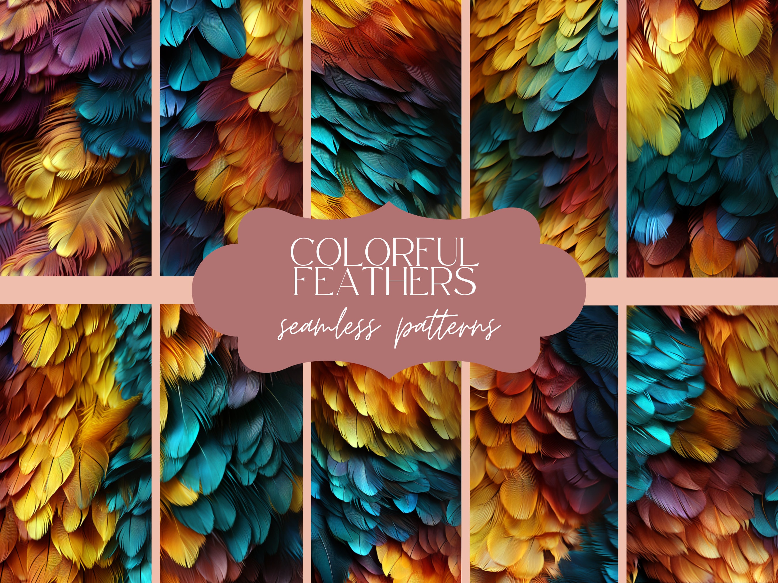 12 Colorful Feathers Texture | Seamless Parrot Pattern | Print Marco  Background | Detailed Digital Paper | Scrapbook Journal Set - Etsy, image size:2700x2025