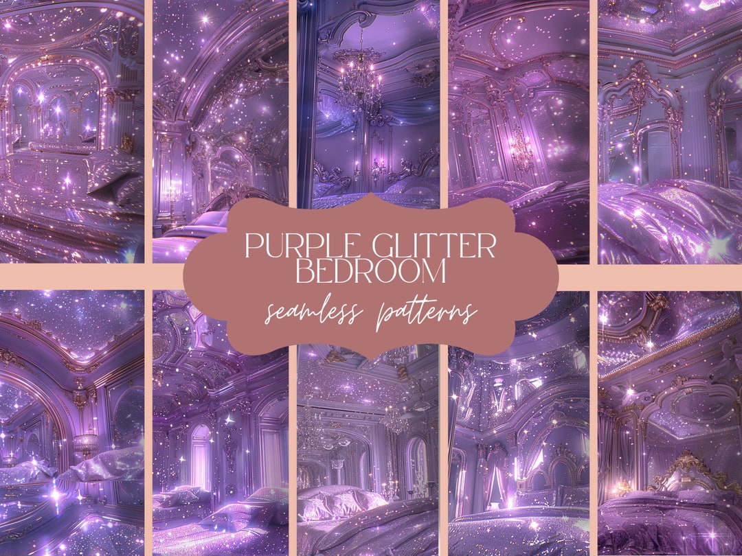12 Purple Glitter Rococo Bedroom Seamless Pattern | Mirror Maze Texture ...
