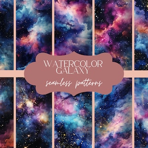 12 aquarel Galaxy naadloze patroon | Astrale ruimtetextuur | Sterrenhemel afdrukken | Kosmisch abstract digitaal papier | Hemelse plakboekset
