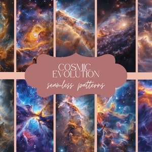 12 Hemelnevel naadloos patroon | Kosmische sterrenhemeltextuur | Ruimteverkenning afdrukken | Astro digitaal papier | Galactische plakboekset