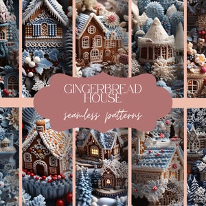 12 Gingerbread House Seamless Pattern | Festive Holiday Texture | Winter Christmas Print | Cookie Treat Digital Paper | Sweet Baking Kit
