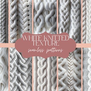 12 Weiß Gestrickte Textur | Nahtloses Wollmuster | Pullover Print Hintergrund | Detailliertes Herbstpapier | Scrapbook Journal Set
