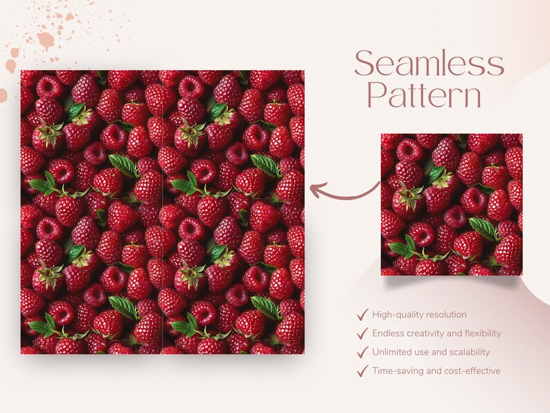 12 Blueberry & Raspberry Texture | Seamless Botanical Pattern | Summer ...