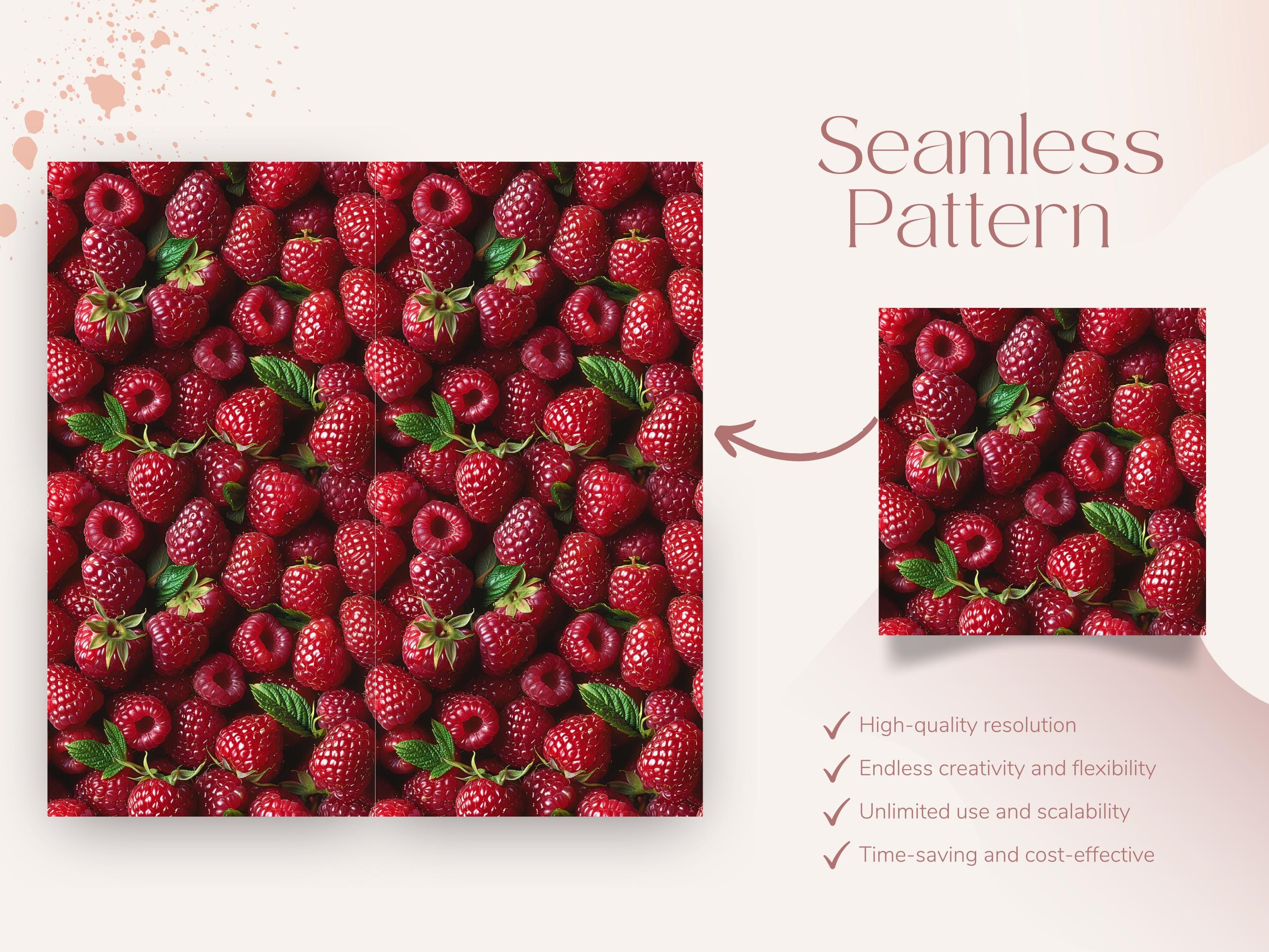 Seamless Raspberry Paint Texture 12 Blueberry & Raspberry Texture | Seamless Botanical Pattern | Summer ...