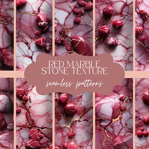 12 Red Marble Stone Floor Texture | Interior Seamless Pattern | Natural Print Background | Elegant Digital Paper | Design Scrapbook Set