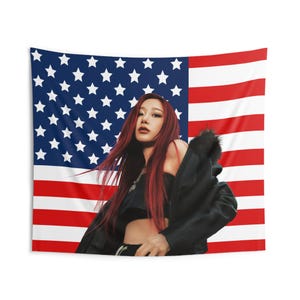 Aespa Giselle Red Hair American Flag, Aespa Concert Banner, Aespa Kpop Flag, Aespa Dirty Work, Aespa Synk Parallel Line, Aespa Tour 2025
