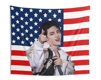 Scoups Wink American Flag, Seventeen Kpop Flag, Seventeen Follow