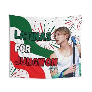 Jungwon Stunning Latina Mexican Flag, Enha Concert Banner, Enha Kpop Flag, Enha No Doubt, Enha World Tour