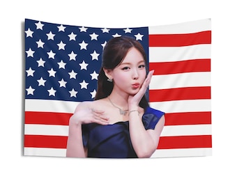 Twice Mina Blonde American Flag, Twice Concert Banner, Twice Kpop