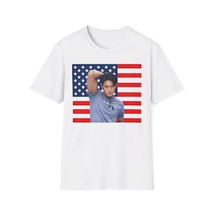 SVT Mingyu in Gray Shirt American Flag Shirt, Mingyu American Shirt, Seventeen Lalali, Seventeen Maestro, Seventeen Nana Tour, SVT