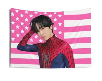 Yunho-cosplay roze Amerikaanse vlag, Ateez-concertbanner, Ateez Kpop-vlag, Ateez Golden Hour Part 4, In Your Fantasy Tour